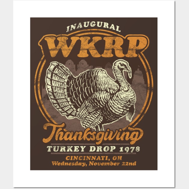 WKRP Turkey Day Vintage Worn Wall Art by Alema Art